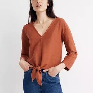 Madewell Burnt Orange Tie Front Top